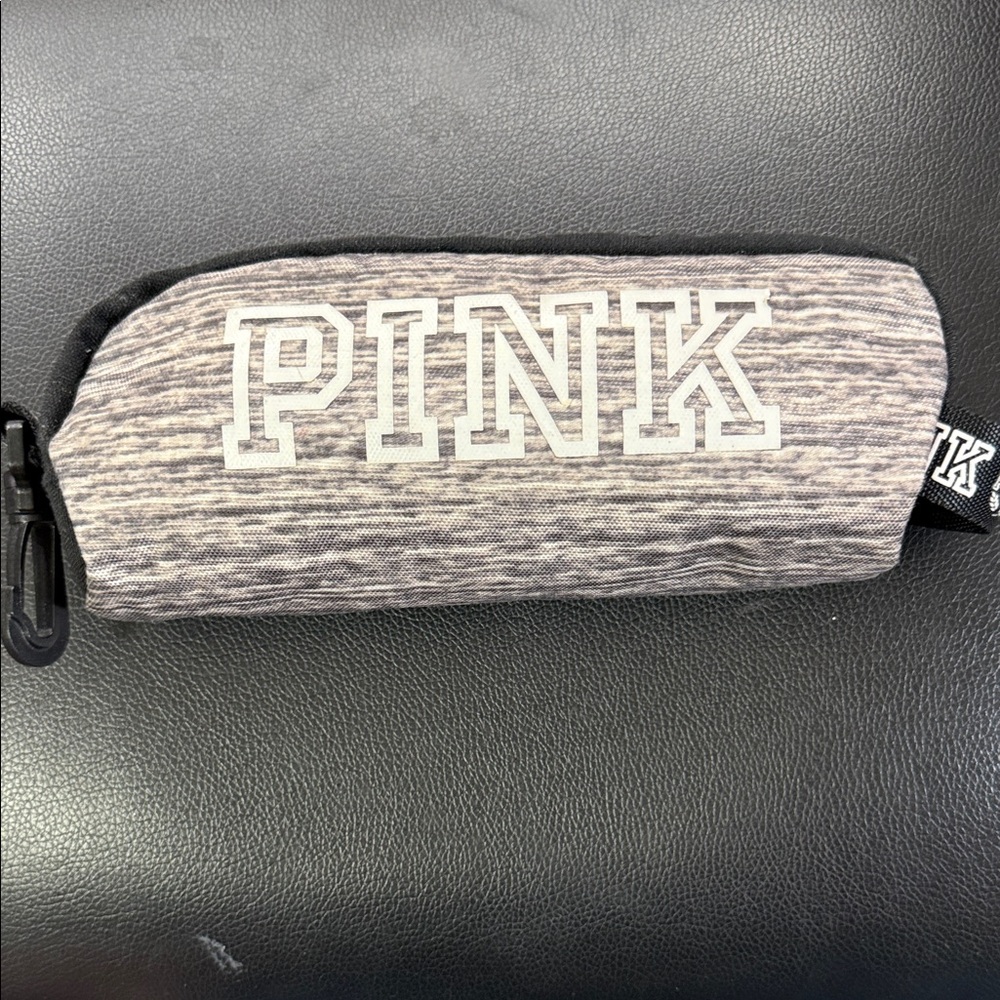 Gray PINK Logo Pencil Case EUC